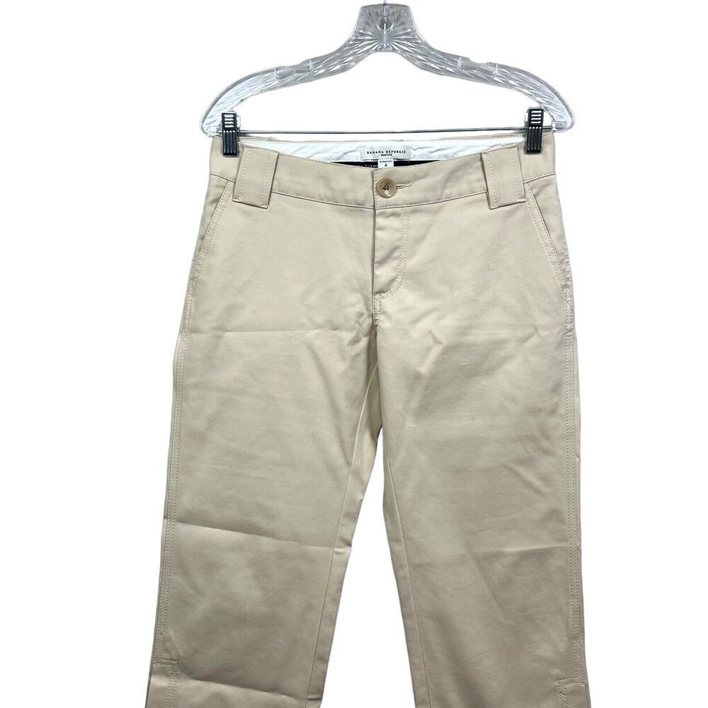 Banana Republic Pants Martin Crop Chino Stretch Slit Ankle Hem Beige Women Sz 4* - Picture 2 of 6